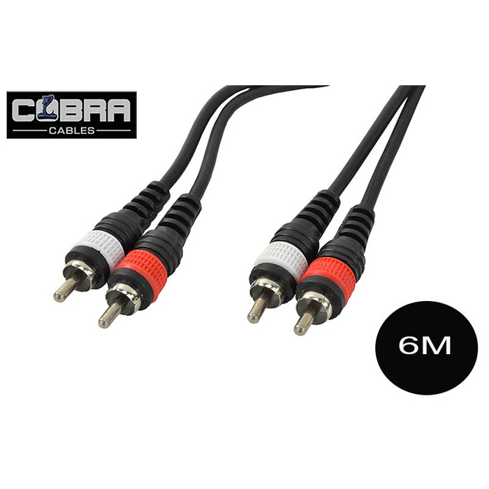 2 x RCA to 2 x RCA Phono Audio Leads - 6m High-Quality Stereo Cables