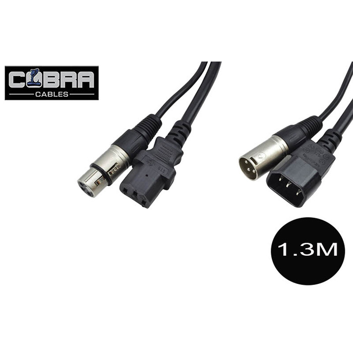 DMX Lighting XLR & IEC Power Combined Cables 1. 3m