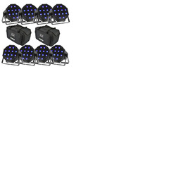 8 x Maxipar RGB LED Par Cans with Bags & Cables