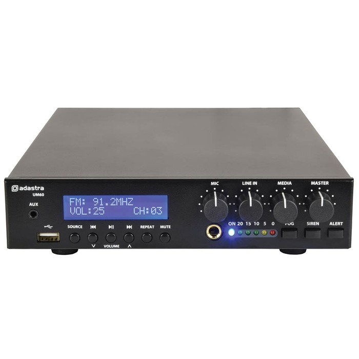 Amplifier Mixer 100V Line/8ohm 60 watts with Bluetooth Radio & AUX Input