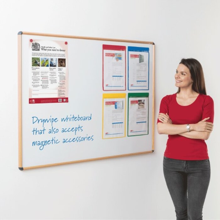 Shield Oak Effect Aluminium Frame Whiteboard