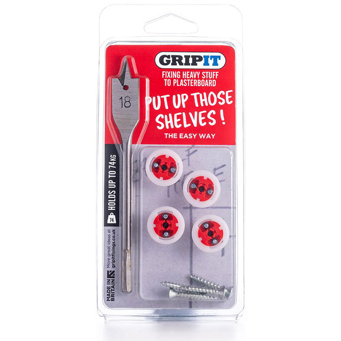 18mm Plasterboard Fixing - Shelf Kit (Red) e. g. Small Shelves, Shower Units, Mirrors