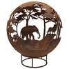 Garden Fire Ball 70cm Safari Design with Rust Finish