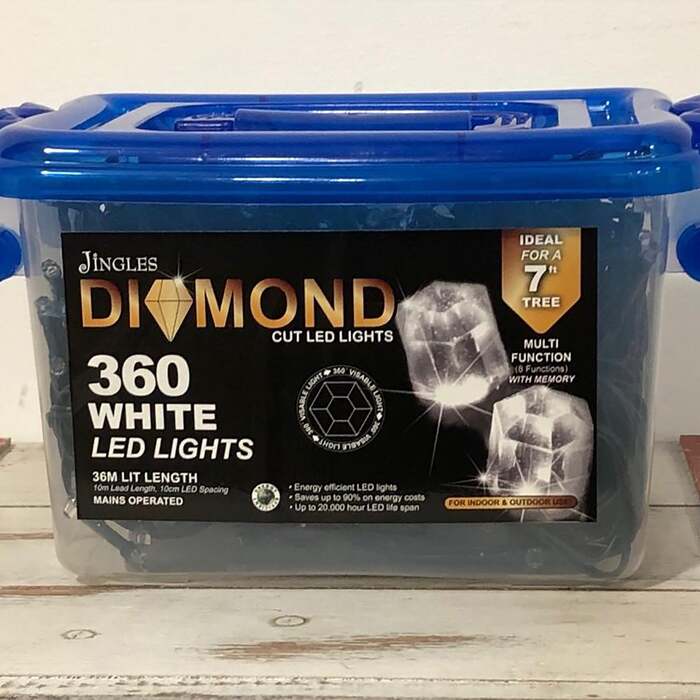 360 Multi Function LED Bright White Diamond Christmas Lights by Jingles