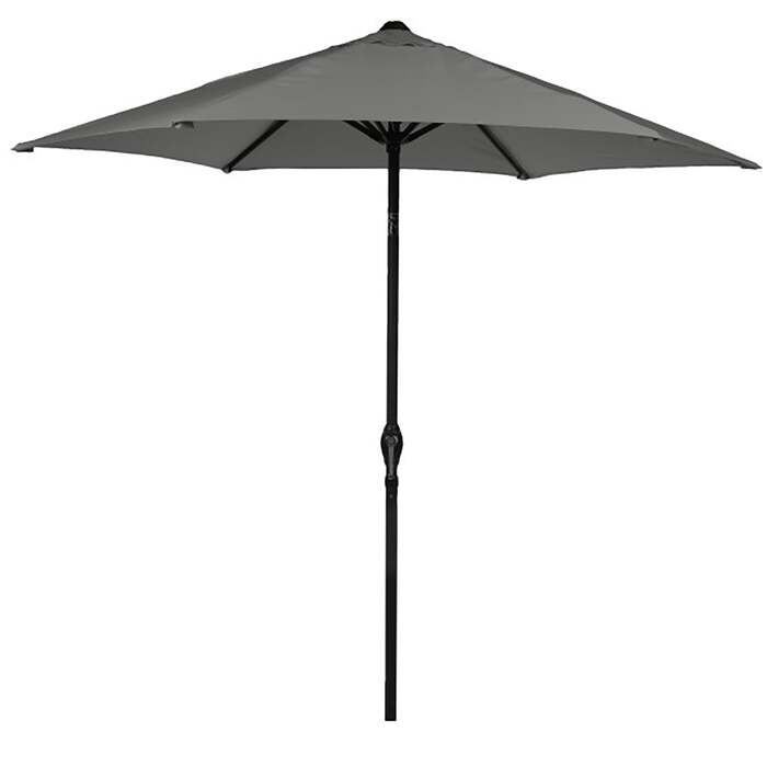 Bracken Outdoors Grey 3m Crank and Tilt Round Garden Parasol - Graphite Pole
