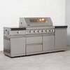 Draco Grills Deluxe 6 Burner BBQ Modular Outdoor Kitchen with Sear Station and Gas Bottle Cabinet, With Granite Side Panels