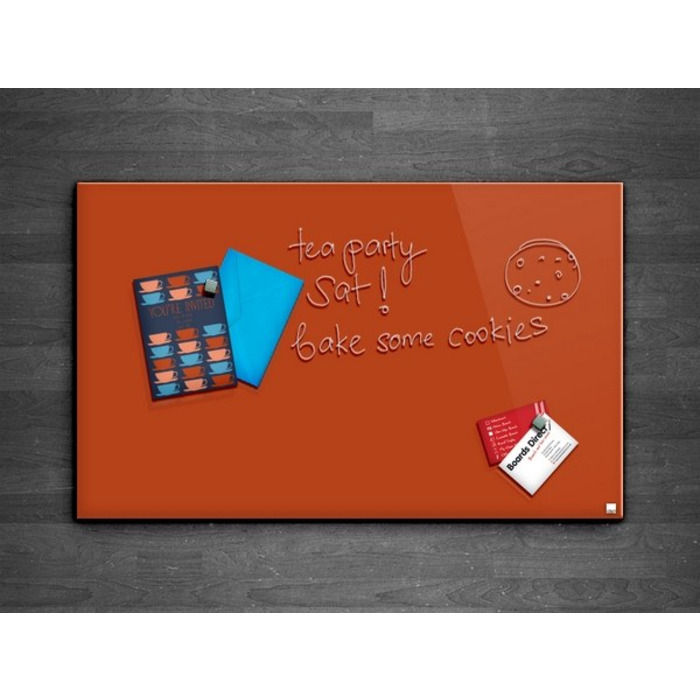 Casca Magnetic Glass Writing Board 2000 x 1200mm, Orange Tangerine
