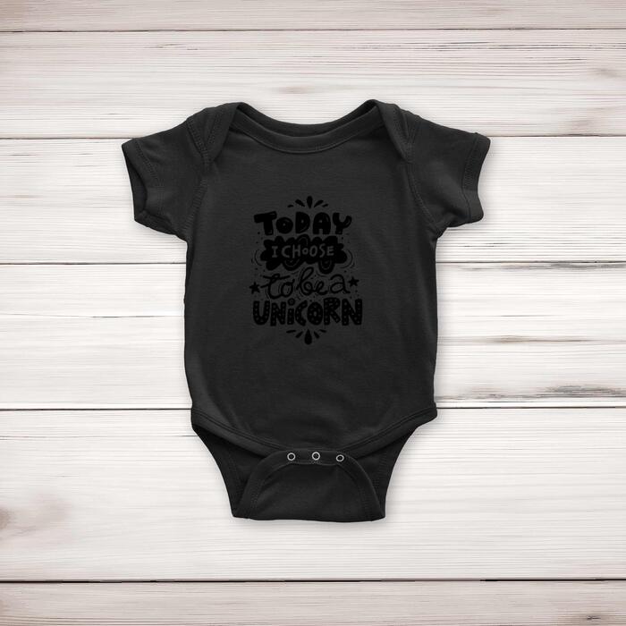 Today I Choose To Be A Unicorn Babygrow - Black, 0-3 Months