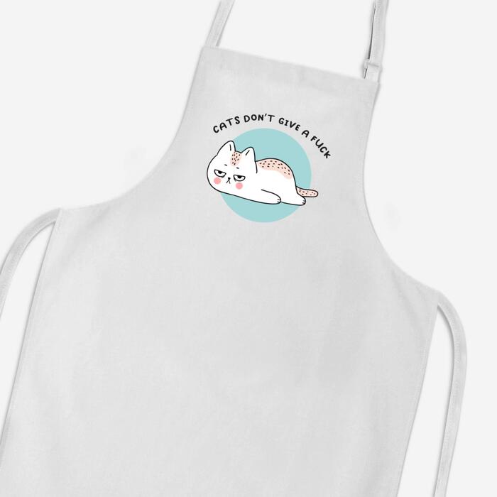 Cats Don't Give A Fuck Apron - White, One