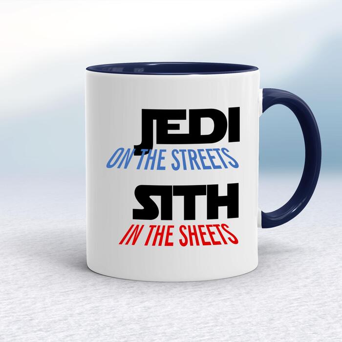 Jedi On the Streets Mug - White/Navy Blue, 10oz