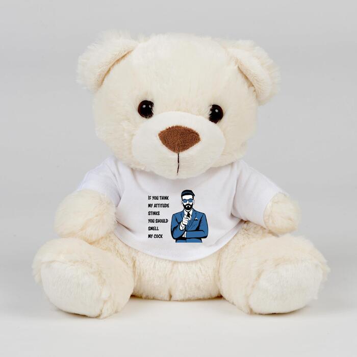 Attitude Stinks Smell My Cock Swear Bear - Cream, Medium