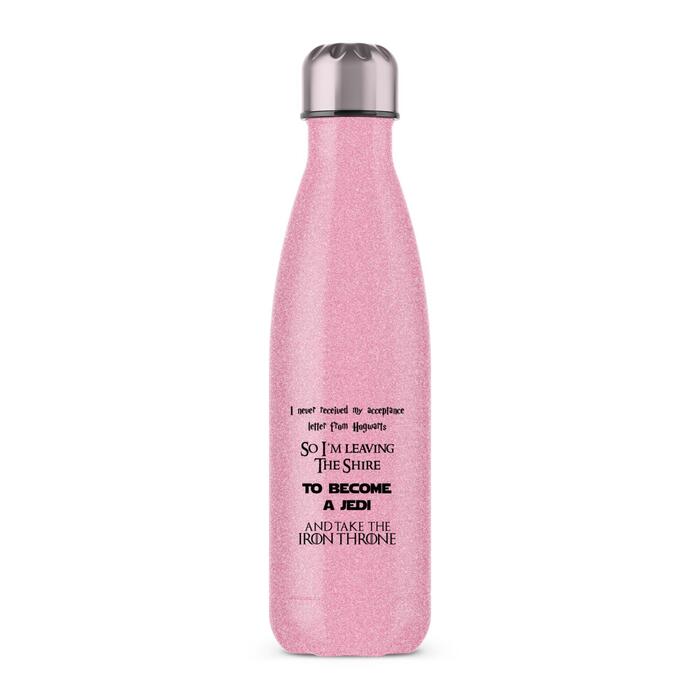 Take The Iron Throne Water Bottle - Pink Glitter, One