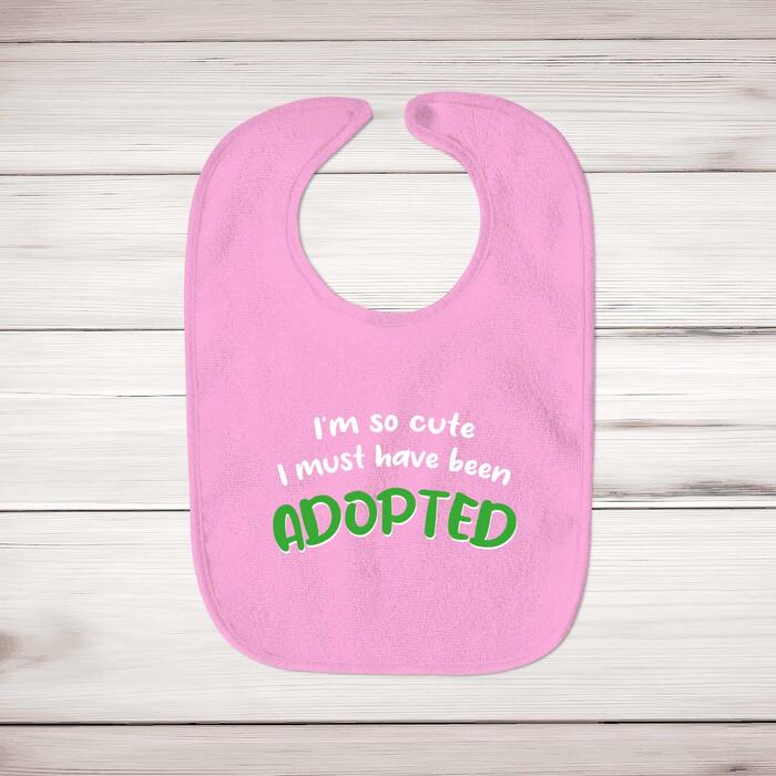 So Cute I'm Adopted Baby Bib - Pink, One