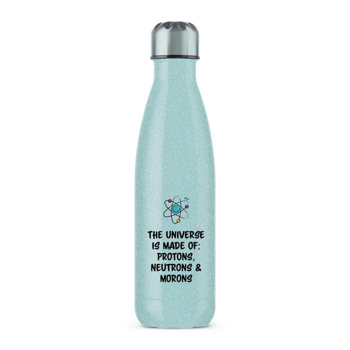 The Universe Made Of Morons Water Bottle - Blue Glitter, One