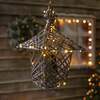 35CM Grey Wicker Christmas Lantern with 40 LEDS