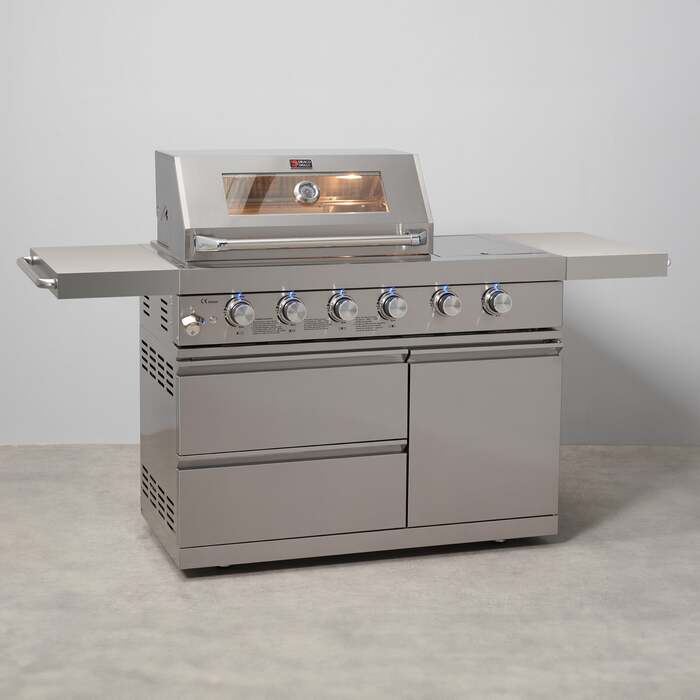 Draco Grills Z450 Deluxe 4 Burner Stainless Steel Gas Barbecue with Integrated Sear Station