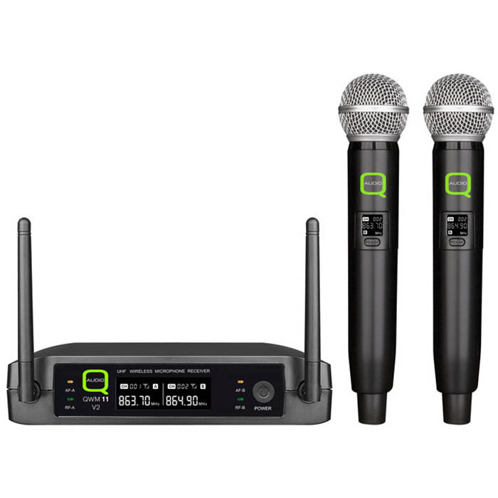 Twin Channel Handheld UHF Wireless Microphone System - 863. 1/864. 1MHz