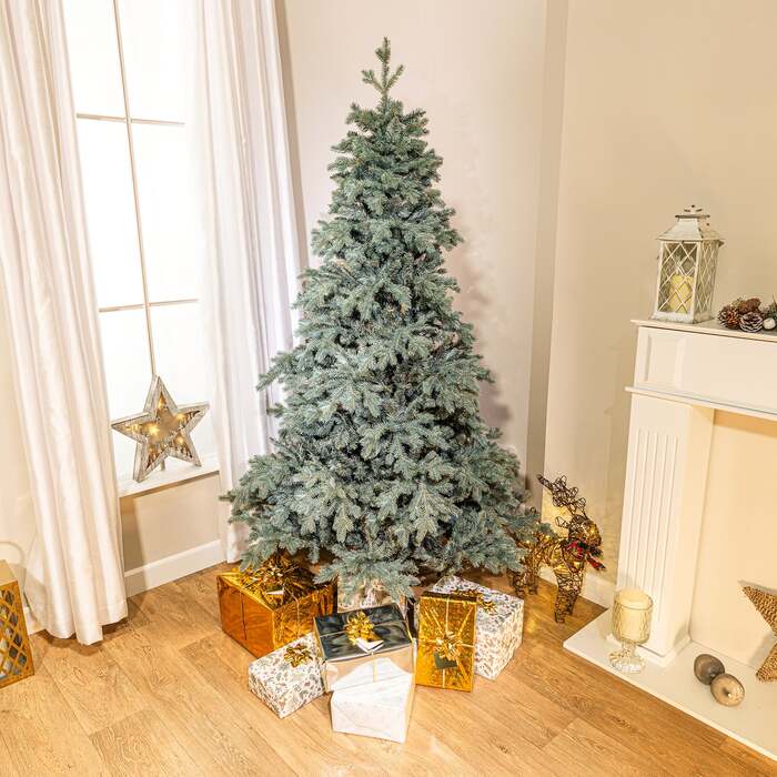 6ft - 7ft Boston Spruce Blue PE Artificial Christmas Tree, 7ft