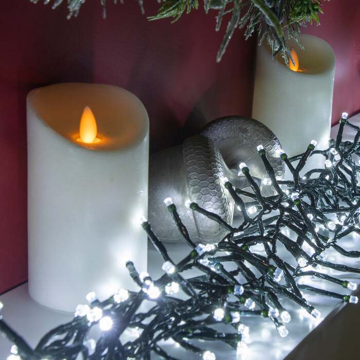 White LED Multi-Function Christmas Cluster Lights - 720 & 2000, 2000 LEDs