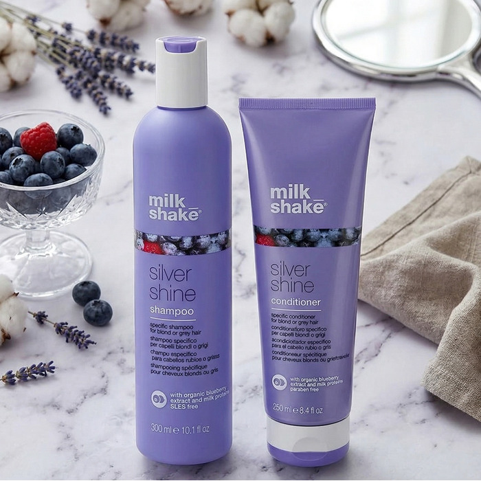 MILK_SHAKE Silver Shine Shampoo 300ml & Conditioner 250ml for Blonde & Grey Hair