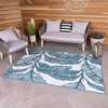Leaf Weatherproof Rug, Teal Blue