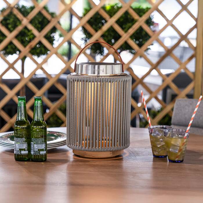 Bracken Outdoors Aurora Straight Light Grey Solar Lantern