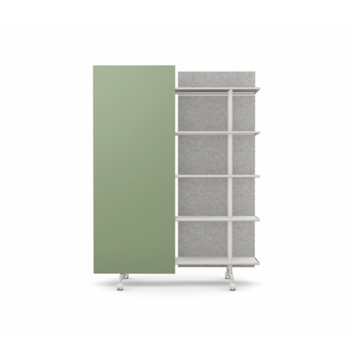 A08 Mobile Shelving Unit with Glass Writing Board