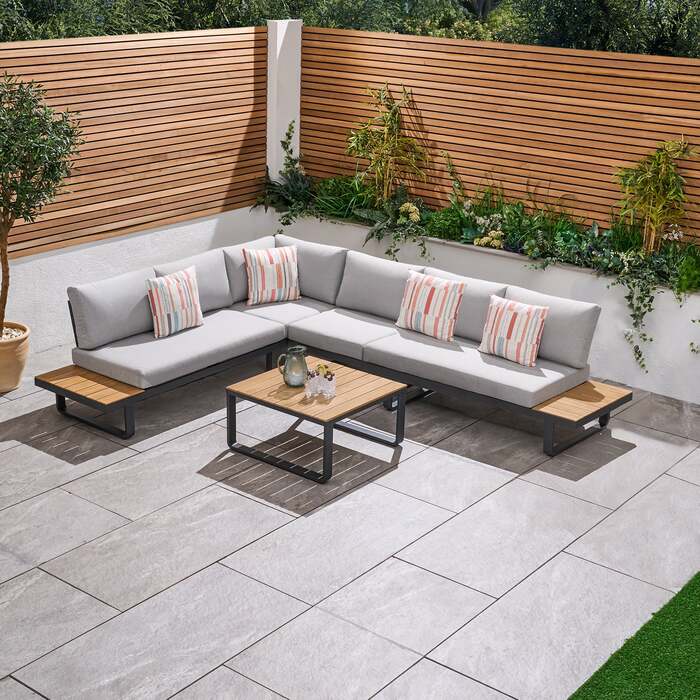 Bracken Outdoors Cuba Aluminium Corner L Shape Outdoor Sofa Set with Coffee Table