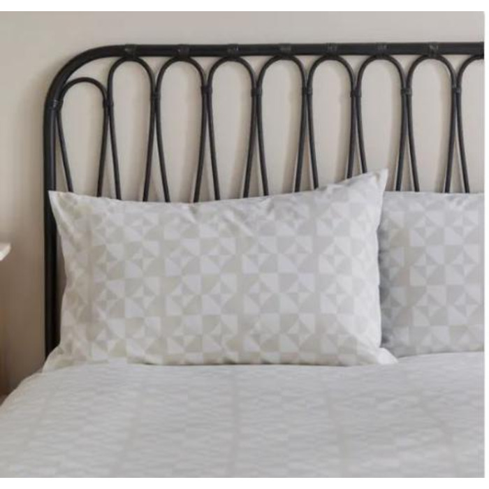 Polycotton Scandi Geo Grey Reverse Teal