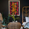 Love Cats Tiger Black & Coral Art Print