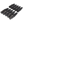 XLR 3 Pin Connector Pack with 5 Male and 5 Female XLR Connectors in Black