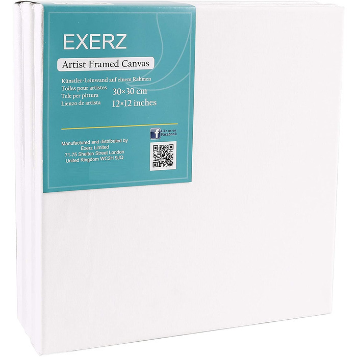 Exerz 30x30cm Stretched Canvas 5pk - 1. 7cm/ 280GSM 100% Cotton