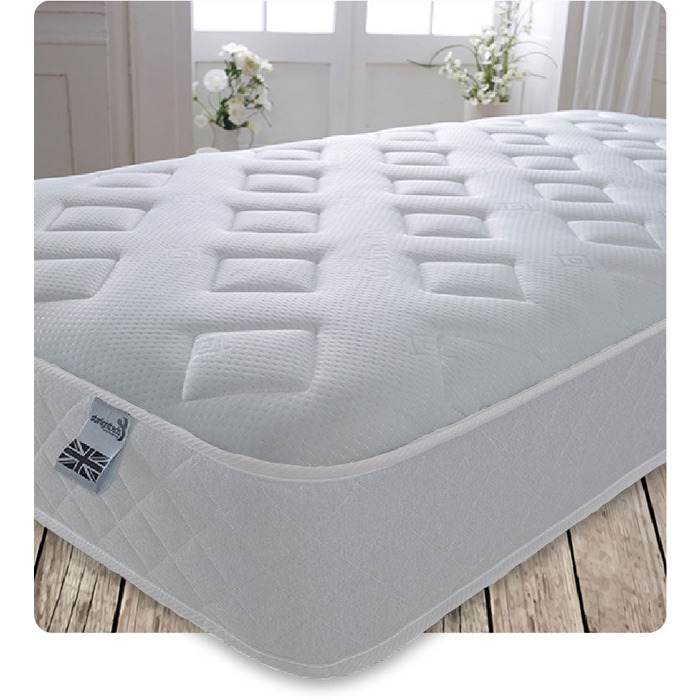Starlight Beds 7. 25" Deep Hybrid Diamond Quilted White Border with Memory Foam and Open Coil Spring Mattress - 2ft6 by 5ft9 Shorty Mattress (75cm by 1