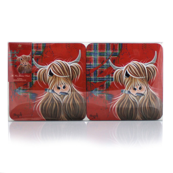 McMoo Tartan Paint Coaster Set