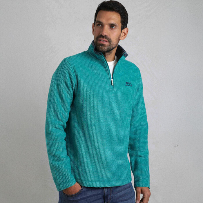 Weird Fish Men's Newark Eco 1/4 Zip Grid Fleece Viridis 2XL