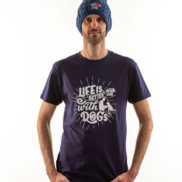 It's A Dogs Life Men's Life Is Better With Dogs T-Shirt Navy L