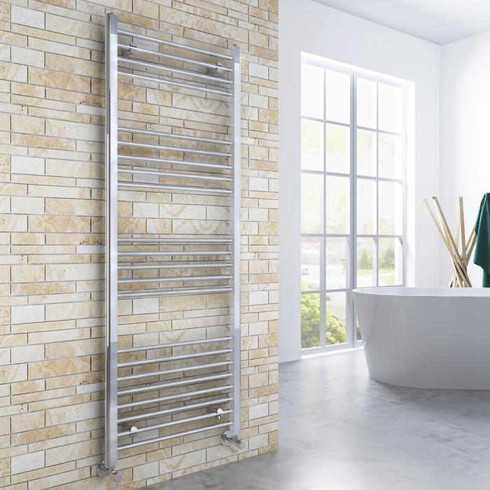 ELEGANT 1600x600mm Straight Chrome Heated Towel Rail Rad Radiator Bathroom Central Heating