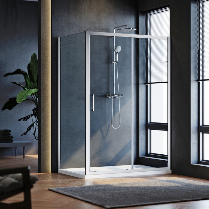 ELEGANT 1100x760mm Sliding Door Shower Enclosure 8mm Easy Clean Nano Glass Cubicle