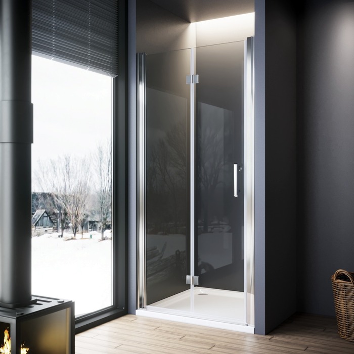 ELEGANT 1000mm Frameless Bifold Hinged Shower Door 6mm Tempered Glass Shower Screen