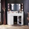 ELEGANT Corner Curved Dressing Table with 3-Angle LED Mirror White