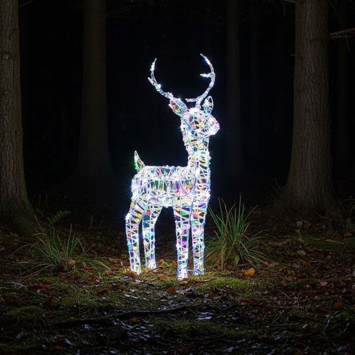 Christmas Reindeer Lights - 80CM Laser Light Up Small Stag with 90 White LEDs