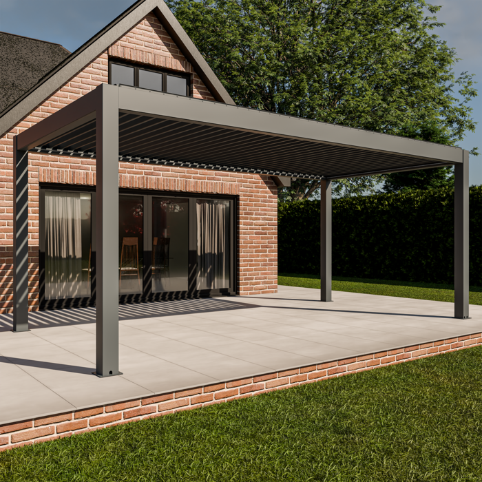 Bracken Outdoors Meridian 6m x 3m Grey Motorised Aluminium Garden Pergola with LED Lights, Early March 2026