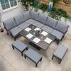Bracken Outdoors Miami Dark Aluminium Rectangular Corner Set with Adjustable Table and Stools