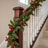 The Christmas Centre Hollyberry 6ft (180cm) Prelit Christmas Garland with Warm White Battery Operated LED Lights