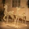Pre-Lit Christmas Gold Laser Reindeer Stags with Warm White LED Micro-Lights