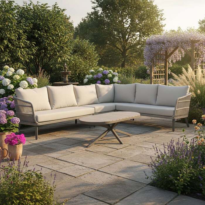 Bracken Outdoors Cadiz Aluminium and Rope Corner Sofa Garden Furniture Set with Coffee Table, Late January 2026