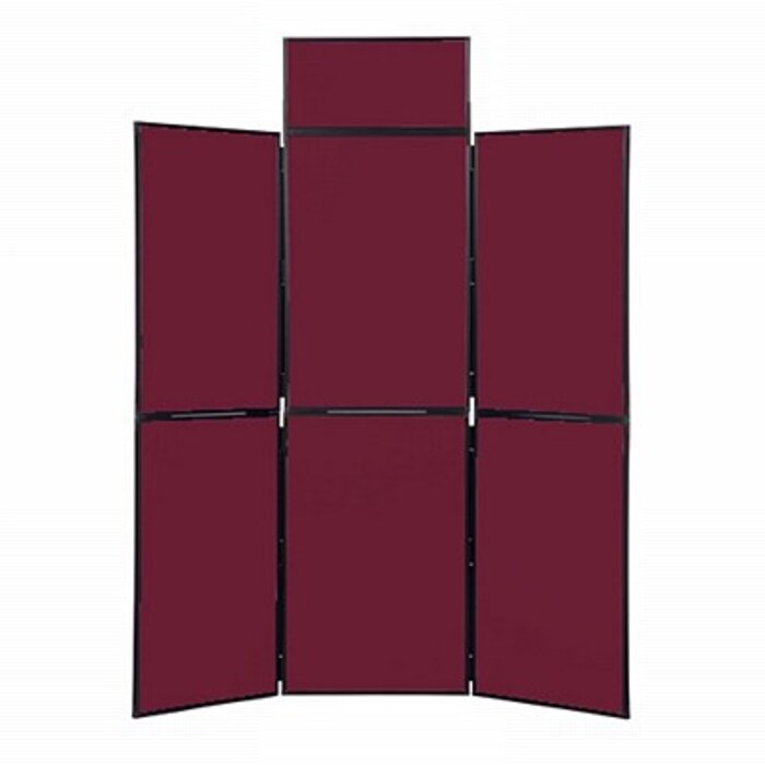 6 Panel Folding Display Stand Black Frame/Wine Fabric