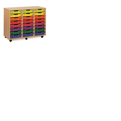 24 (8x3) Shallow Tray Unit Beech Finish All Yellow Trays