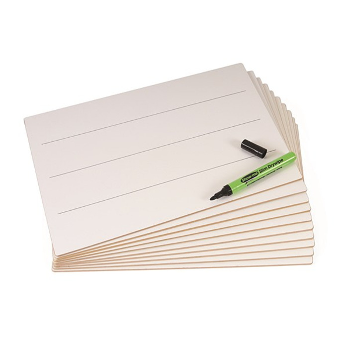 Show-me MDF Rigid A4 Whiteboards Lined Pack of 10