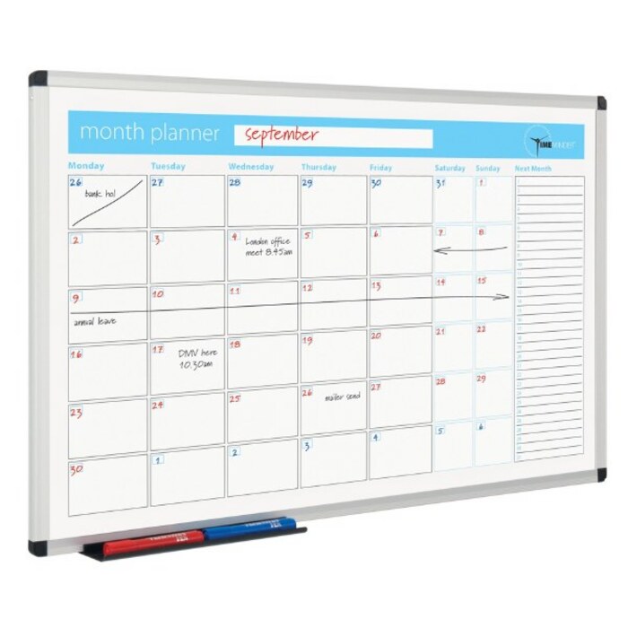 Magnetic Month Planner 600 x 900mm Aluminium Frame